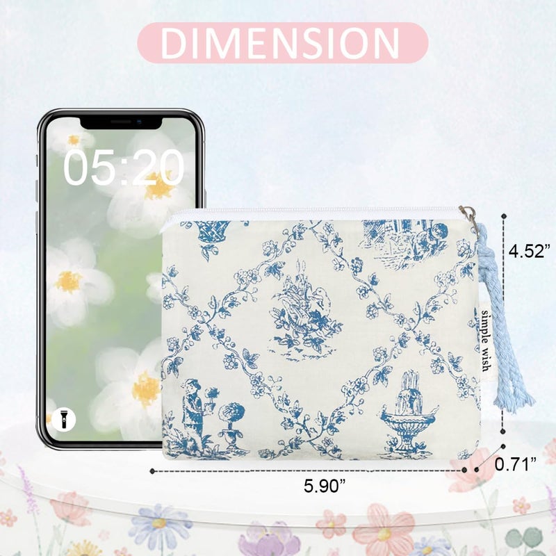 Modacarry Store Cotton Floral Small Organizer Bag Coin Pouch with Cute Prints Zipper for Women Girls (DIAMOND FLOWER) - Image 3